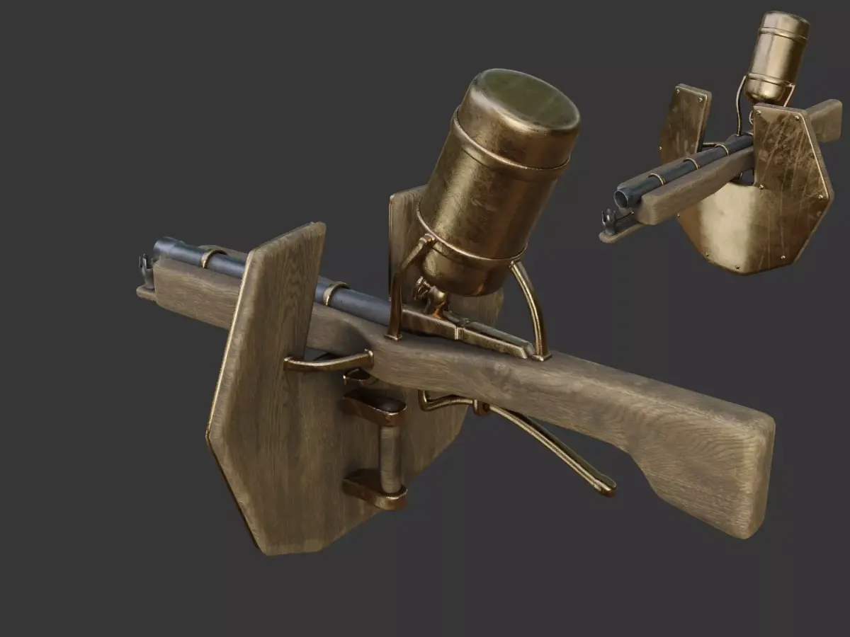 Flamethrower in medieval style Low-poly 3D model