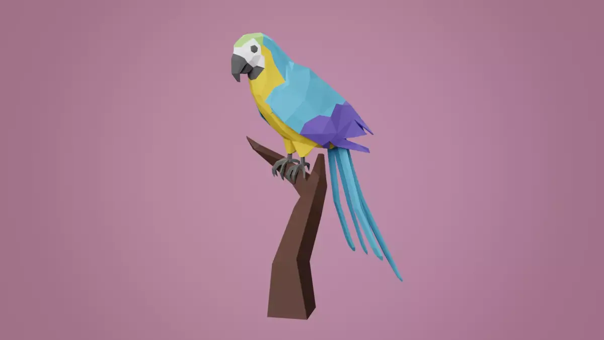 Stylized Parrot Low-poly 3D model