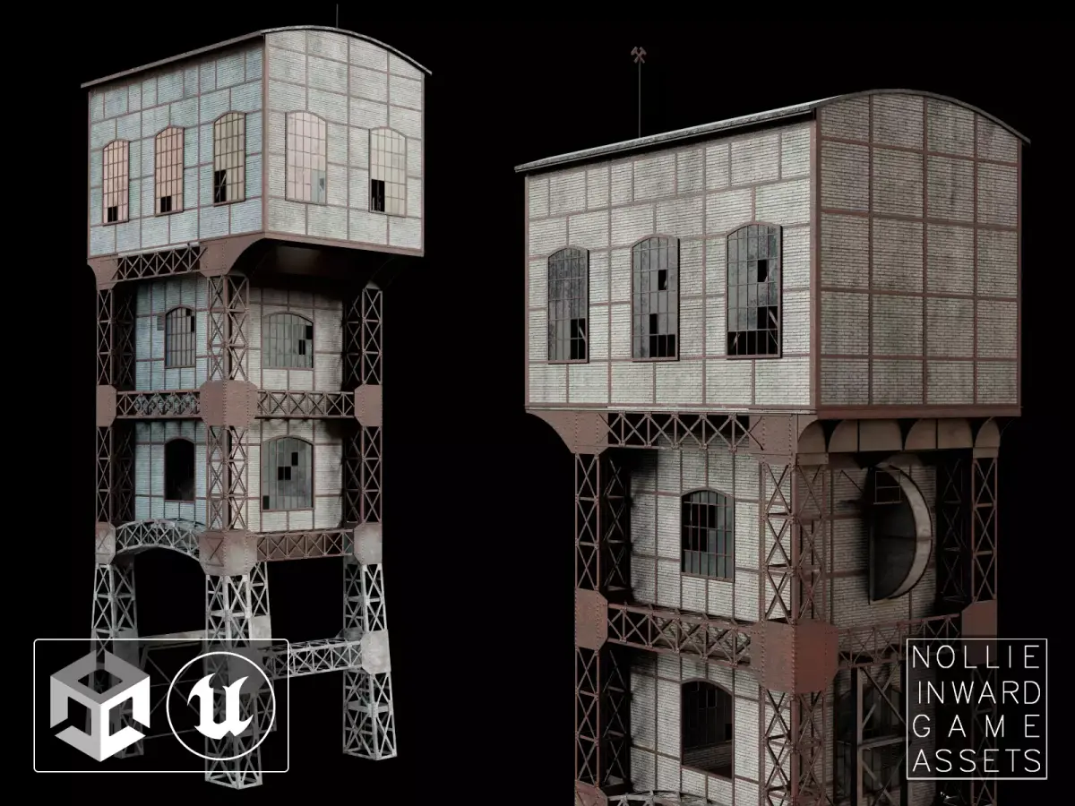 Coal Mine Shaft Tower - KWK Polska I Low-poly 3D model