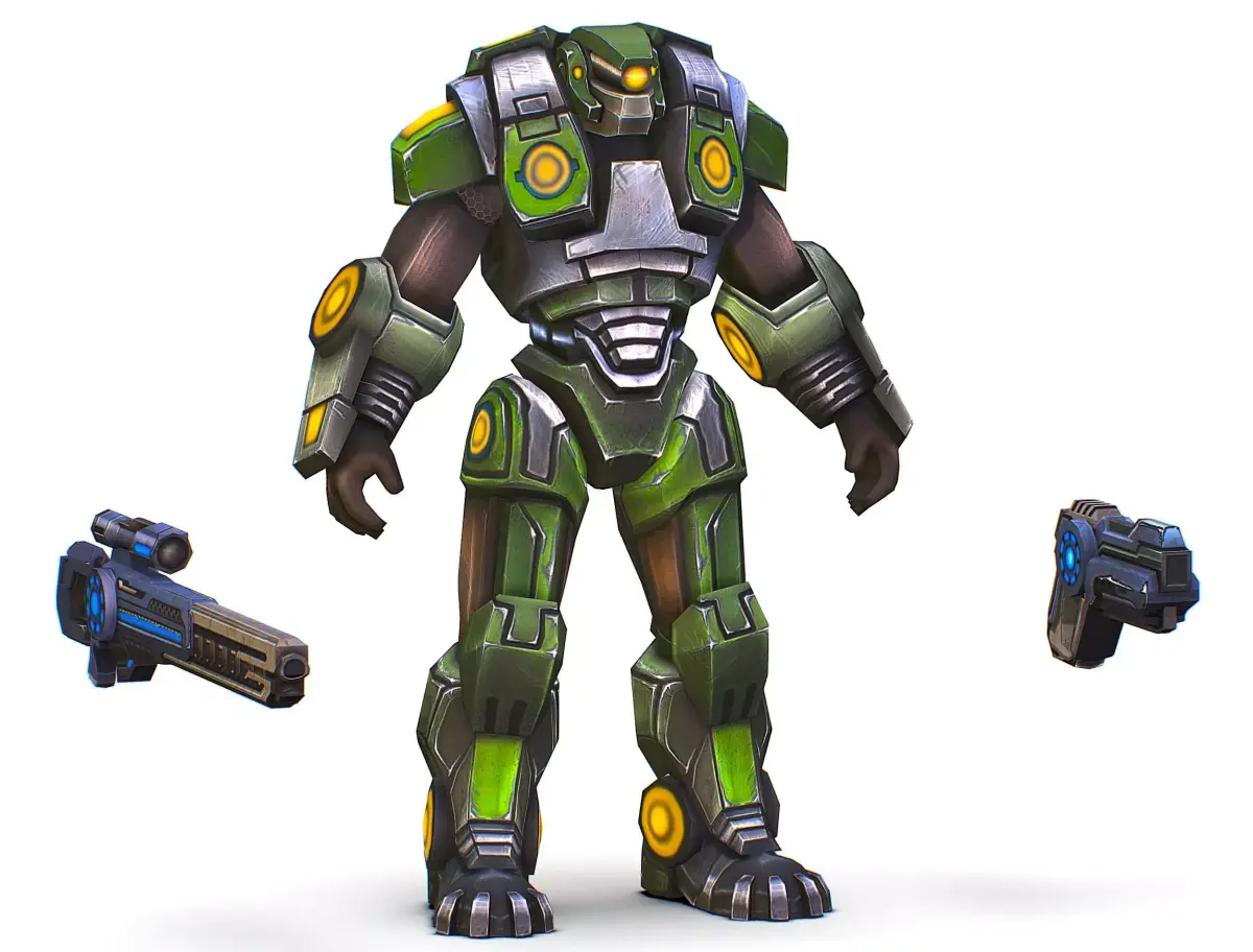 Sci-Fi Male Cyborg - Man Drone Heavy Sniper Soldier Bandit Low-poly 3D model