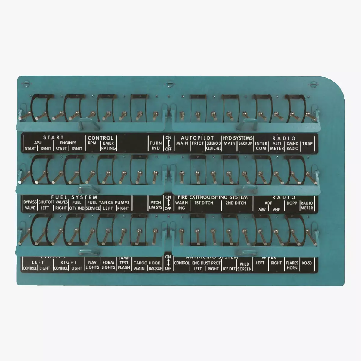Mi-8MT Mi-17MT Right Circuit Breaker Console English Low-poly 3D model