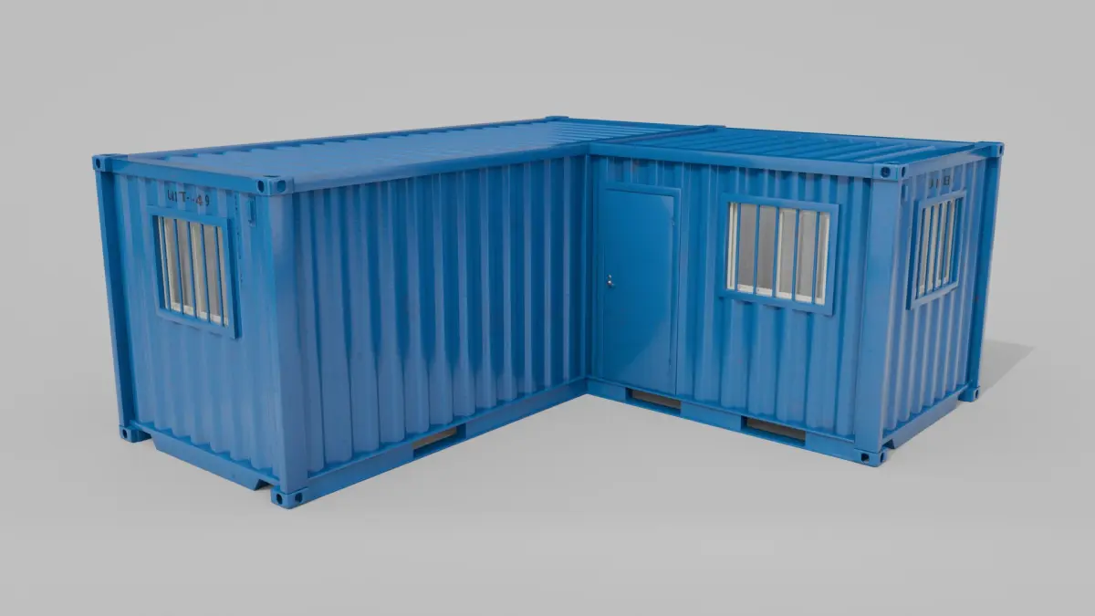L-Shaped 20ft Shipping Container Room - Modular Corner Unit 3D model