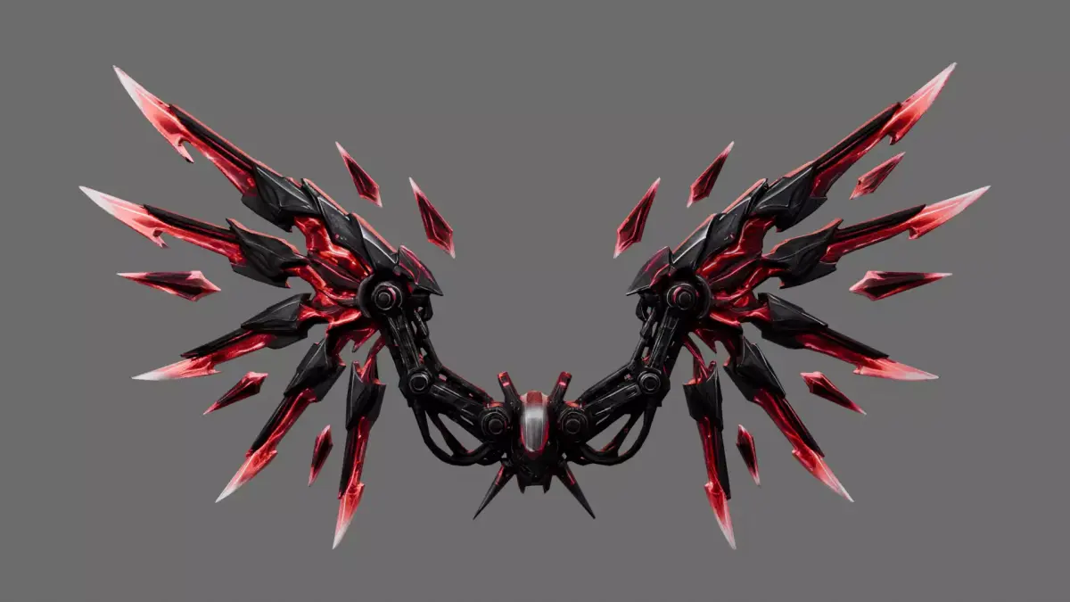 Crimson Shattered Wings 3D Model - Sci-Fi Mech Low-poly 3D model