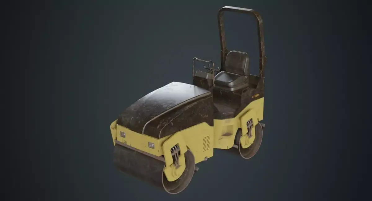 Road Roller 1C Low-poly 3D model