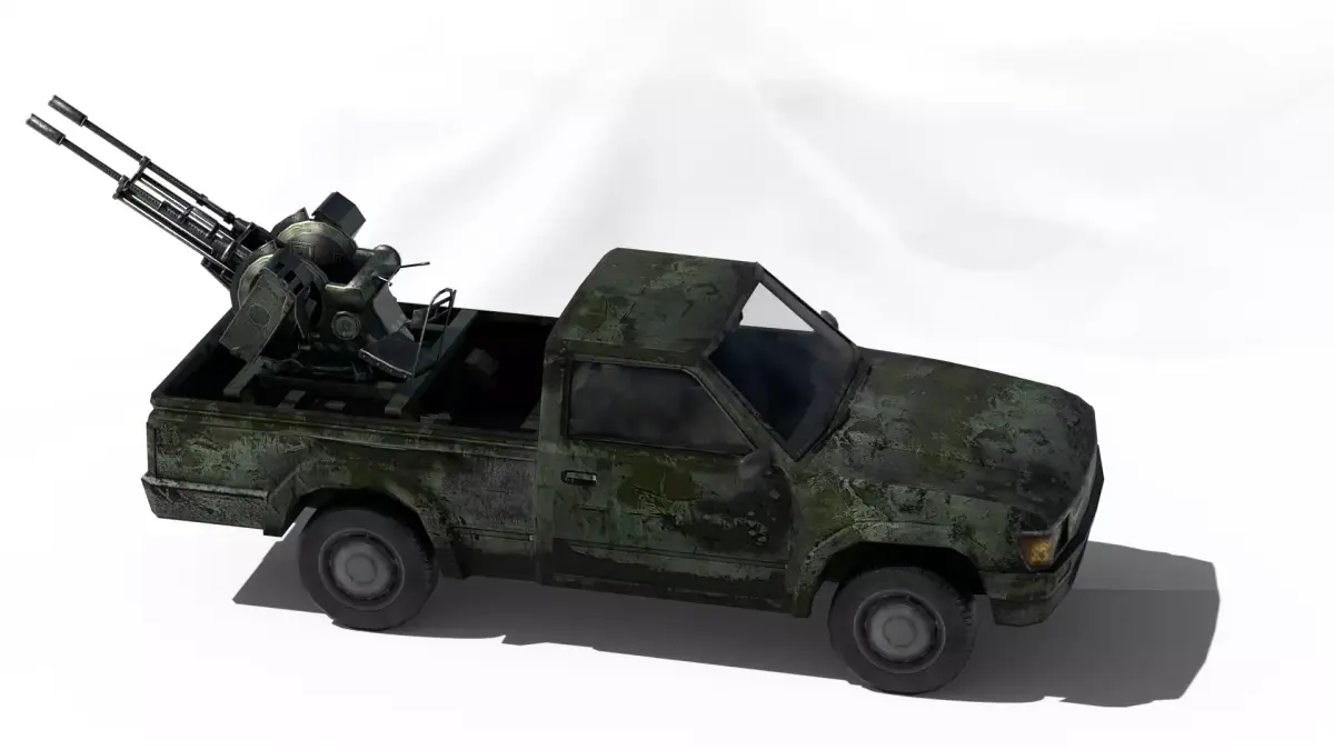 pick up gun truck Low-poly 3D model
