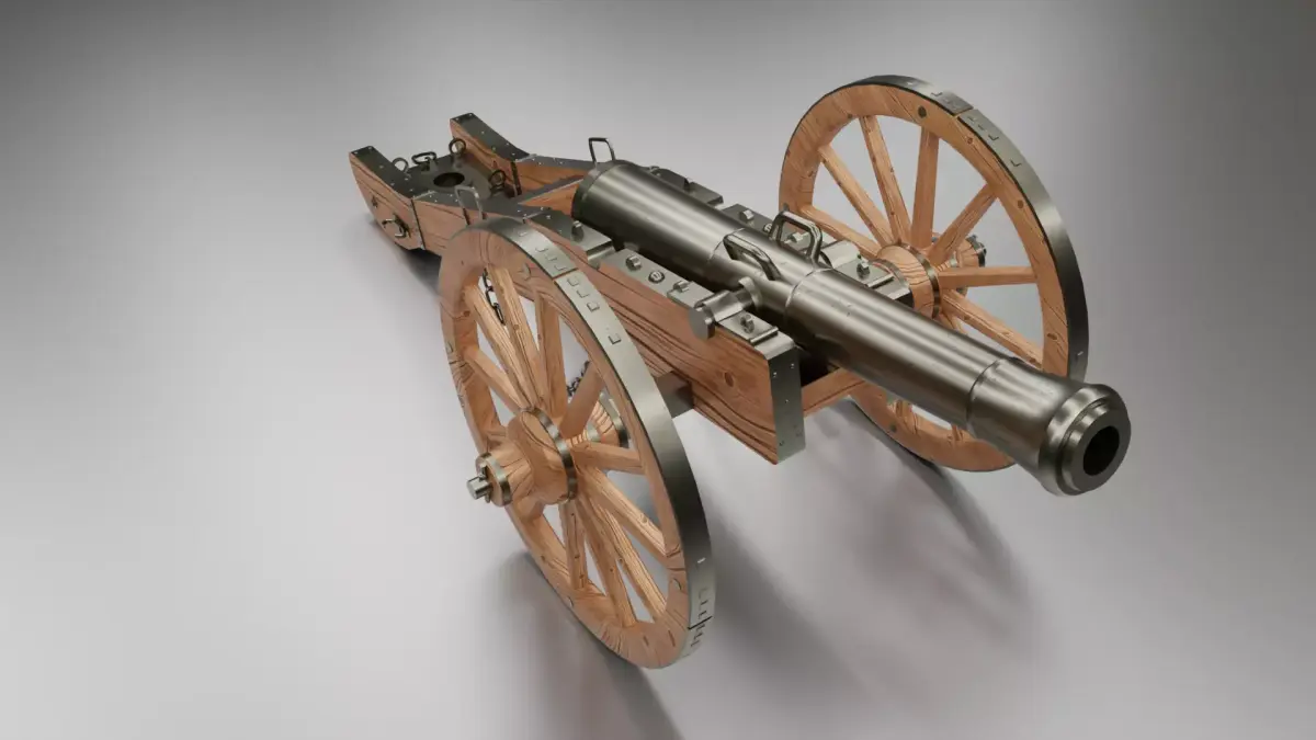 Old Medieval Artillery Cannon Low-poly 3D model