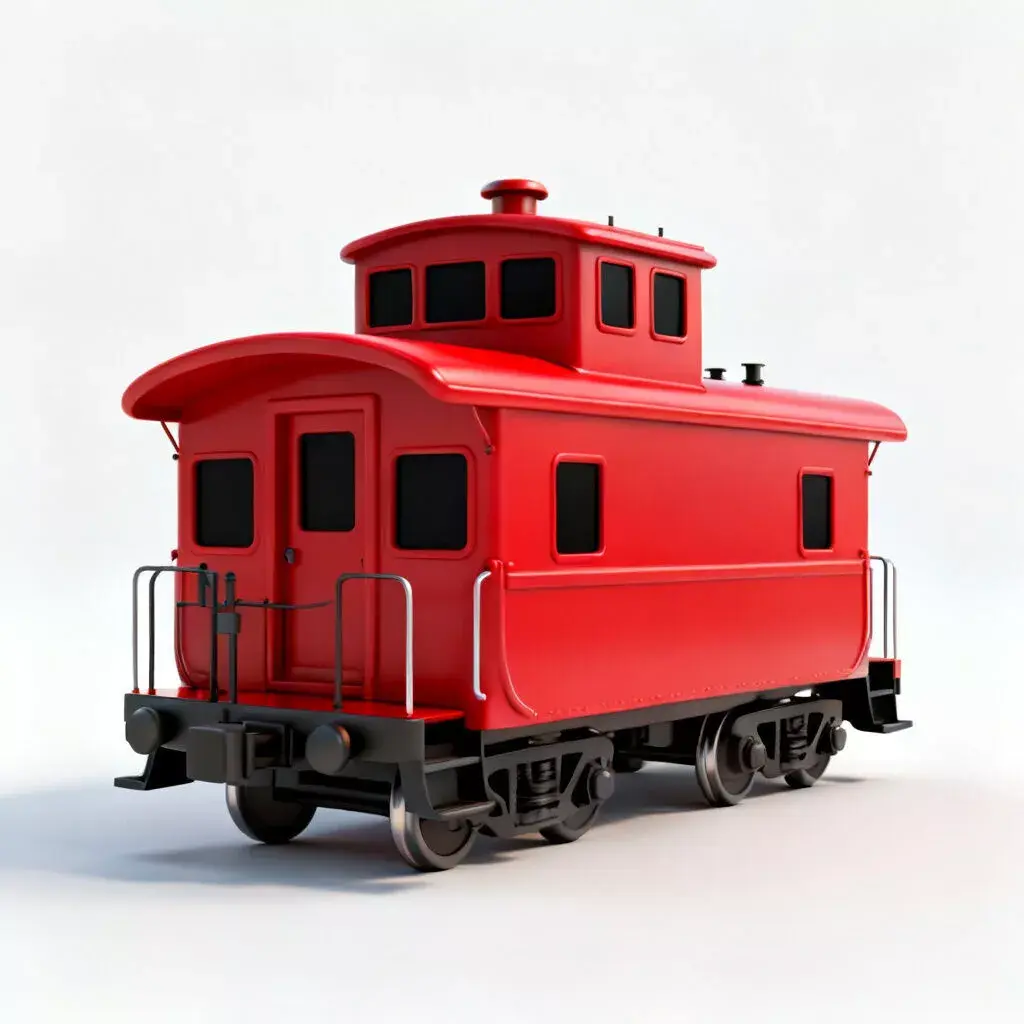 Stylized Cartoon Toy Caboose Red Train 3d model Low-poly 3D model