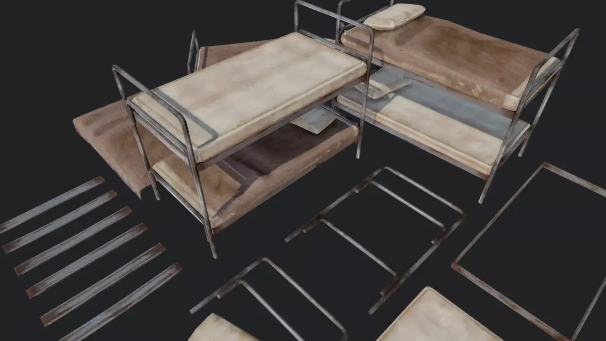Old Metal Bunk Low-poly 3D model