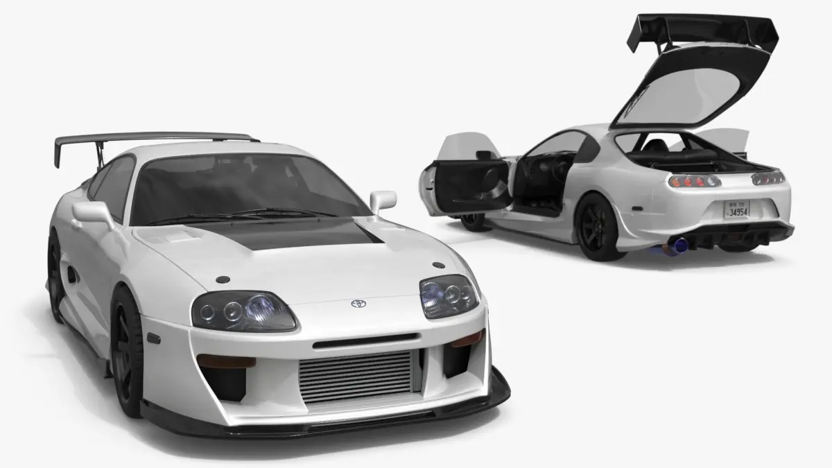 Toyota Supra Mk4 Carbon Aero Kit White Rigged for Maya  purchase 3D model