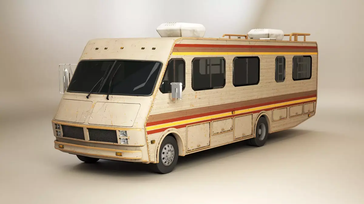 Classic Motorhome 1986 Aged Low-poly 3D model