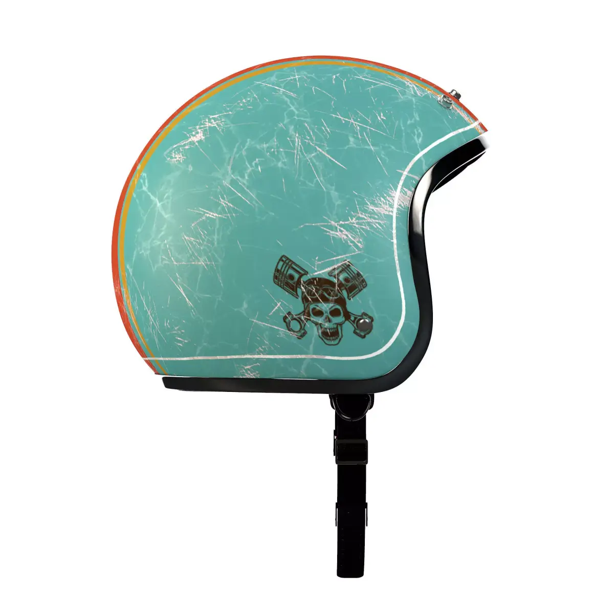 Helmet motorcycle with orange and turquoise stripe 3D model