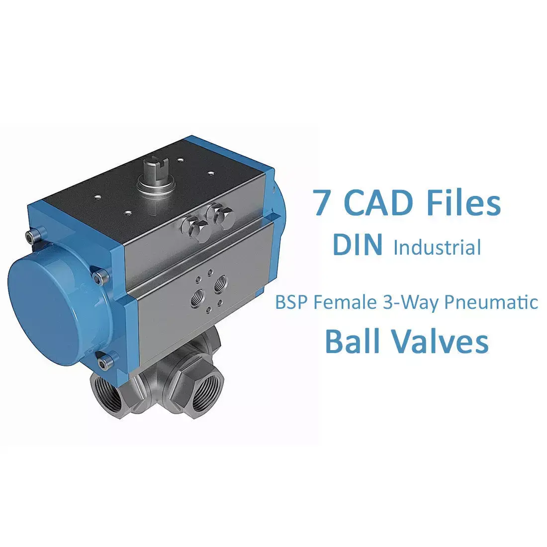 Three-Way Pneumatic Ball Valves - BSP Threaded Ends -  3D model