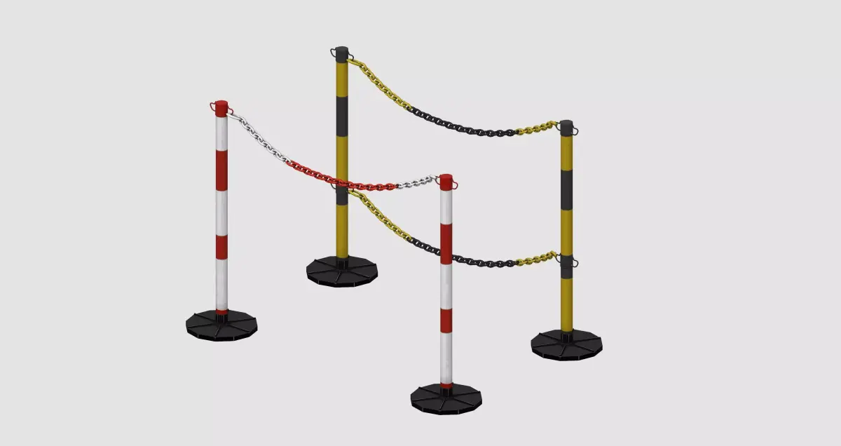 Colorful metal barriers Low-poly 3D model
