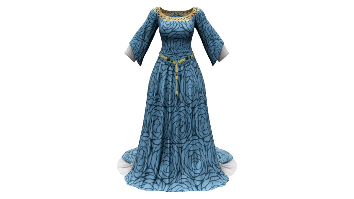 14th Century Renaissance Frippery Long Gown Dress  Low-poly 3D model
