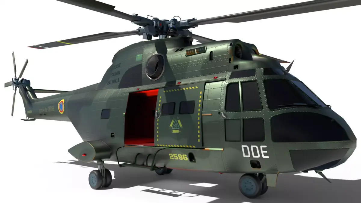 Helicopter puma  9 textures Low-poly 3D model