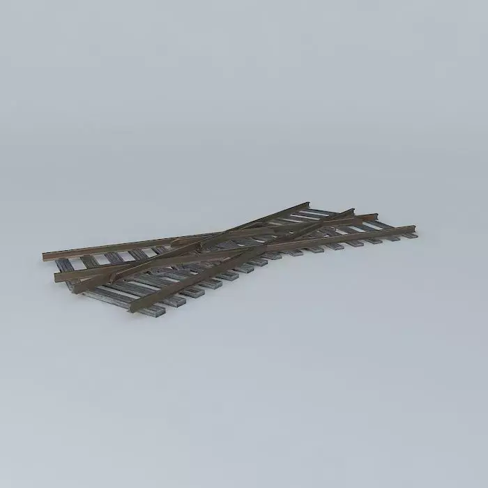 Eco Rail Track Small Crossing Old Wooden Split Sleepers Free 3D model