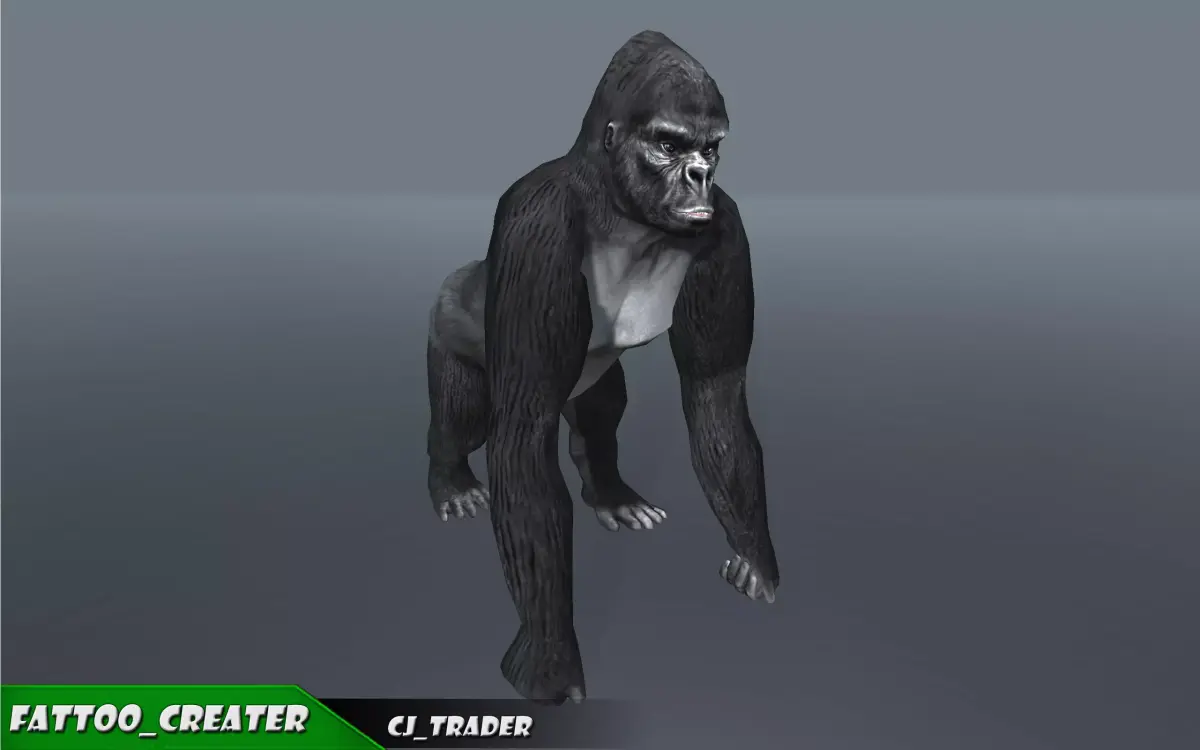 Lowpoly Gorilla Rigged 3D Model Low-poly 3D model