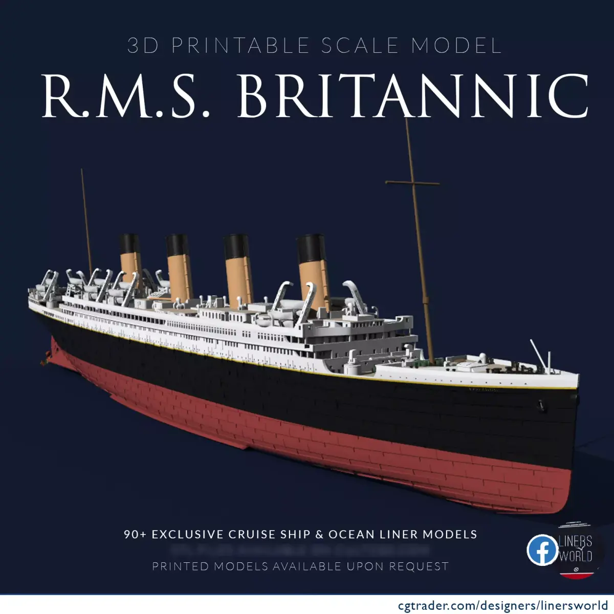 RMS Britannic ocean liner had she known commercial service 3D print model