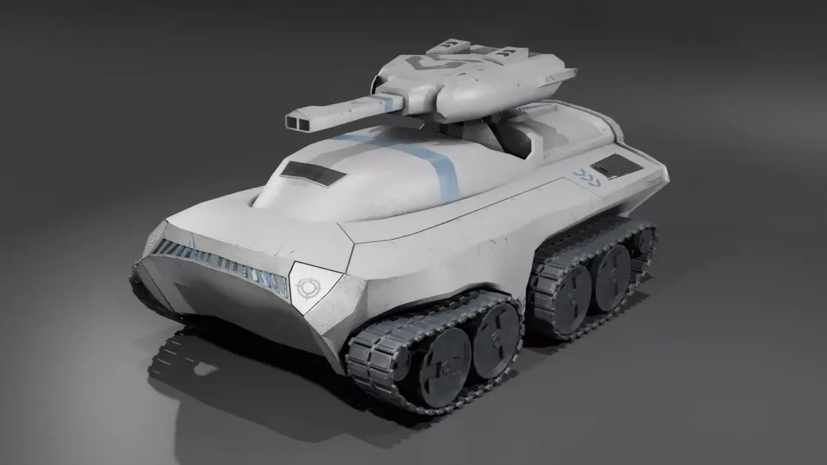 Futuristic Sci-fi Modern War Tank White Low-poly 3D model