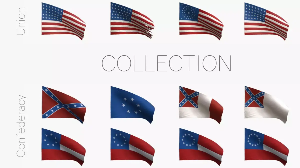 American Civil War Flags 3D Model Pack purchase