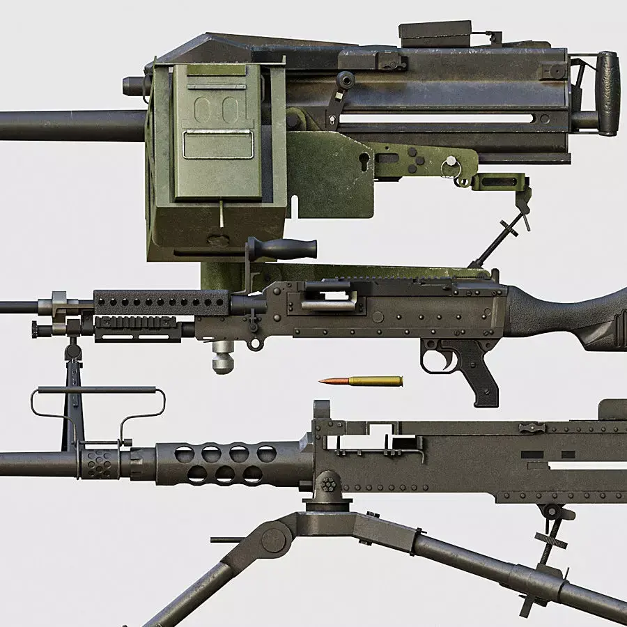 M2 M240 MK19  Low-poly 3D model