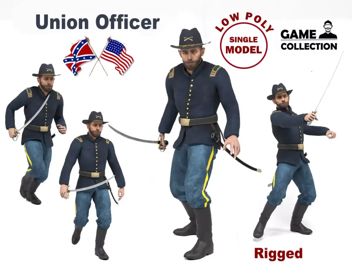 Union Officer Low-poly 3D model
