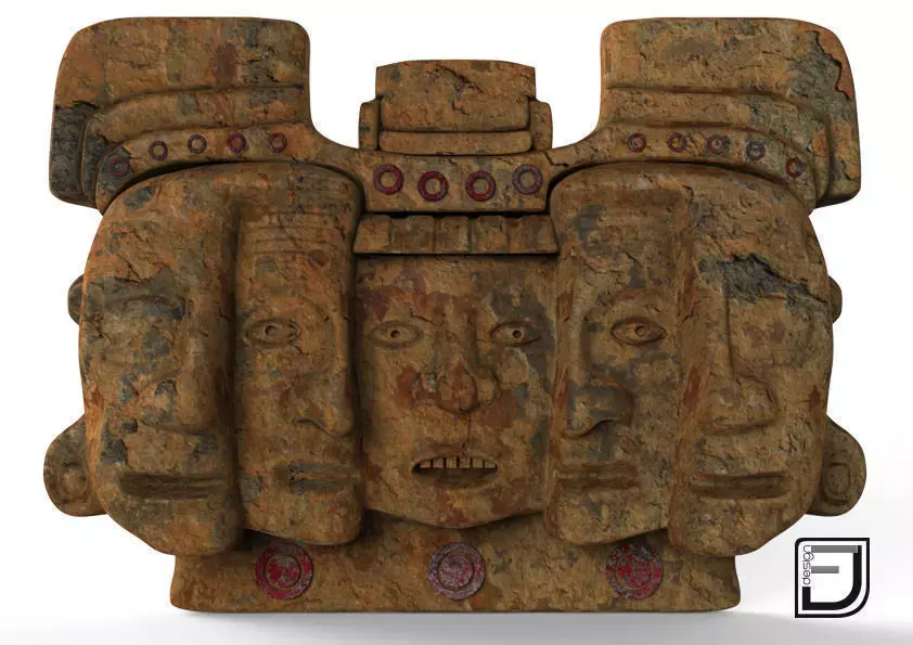 Mayan Mask Three Stages Of The Life 3D model