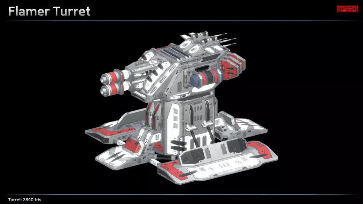 Flamer Turret Low-poly 3D model