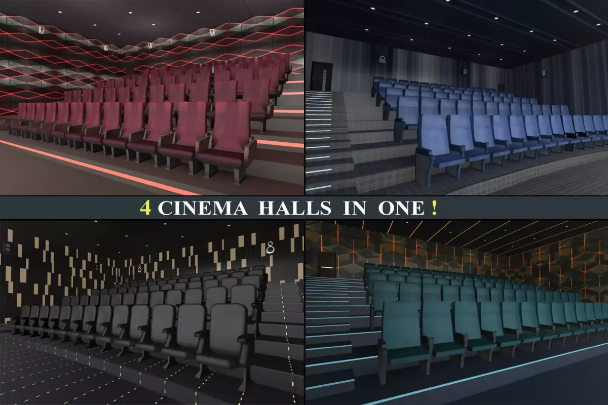 Cinema Halls Pack02 Low-poly 3D model