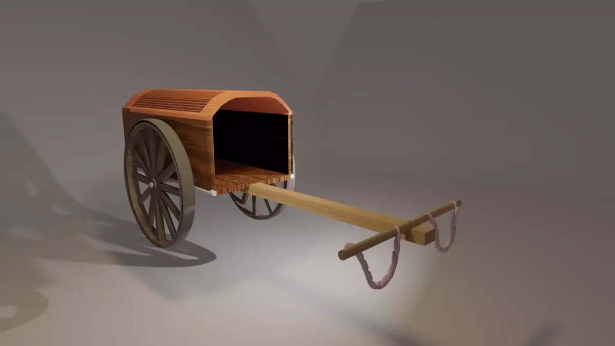 Midieval cart Low-poly 3D model
