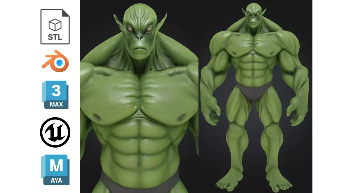 Stylized Mutant Alien Brute Sci Fi Futuristic Creature Low-poly 3D model