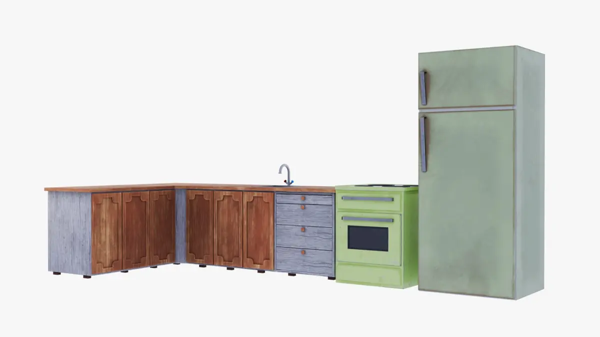 Kitchen Furniture Fridge Oven 3D model