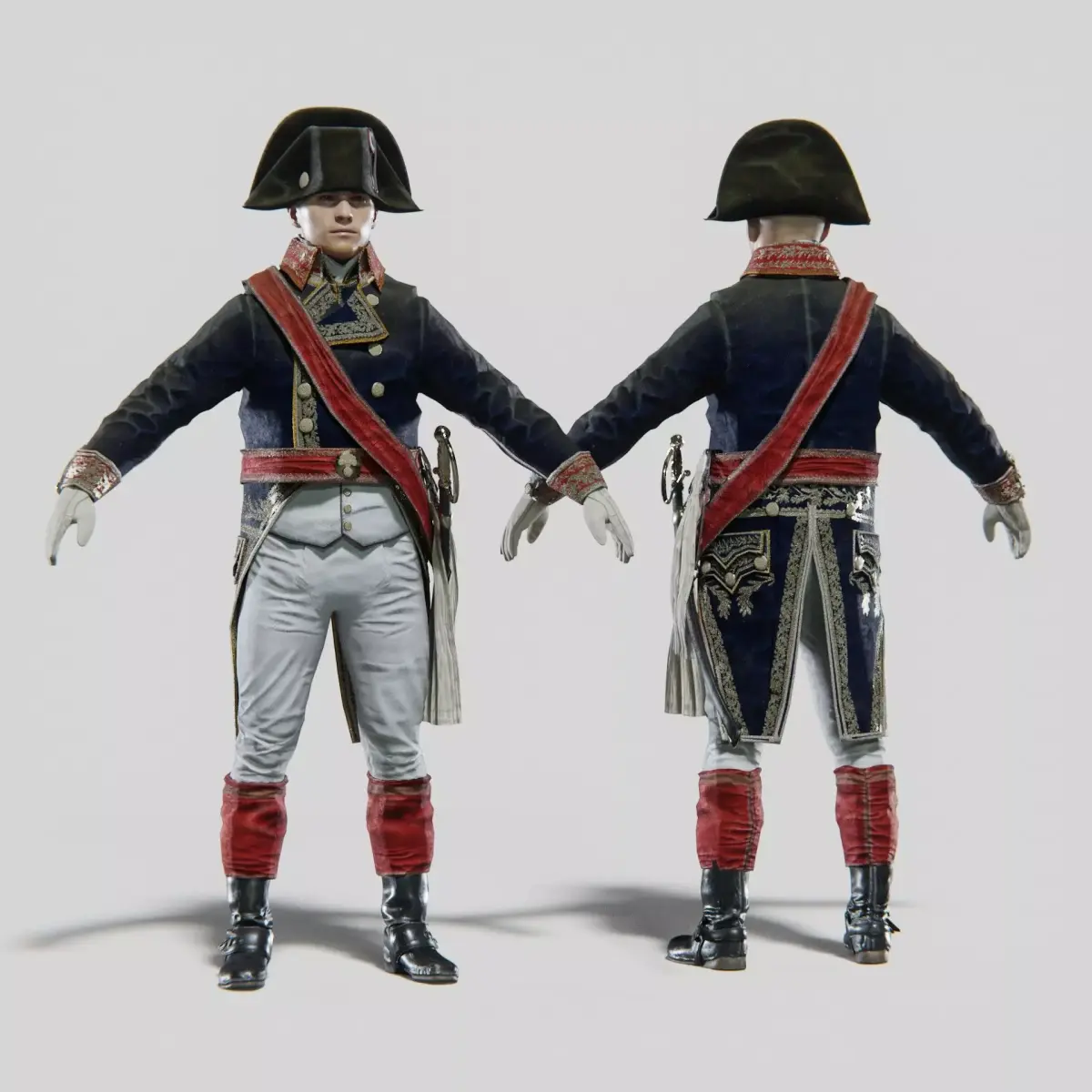 Soldier Napoleon General Rigged Low-poly 3D model