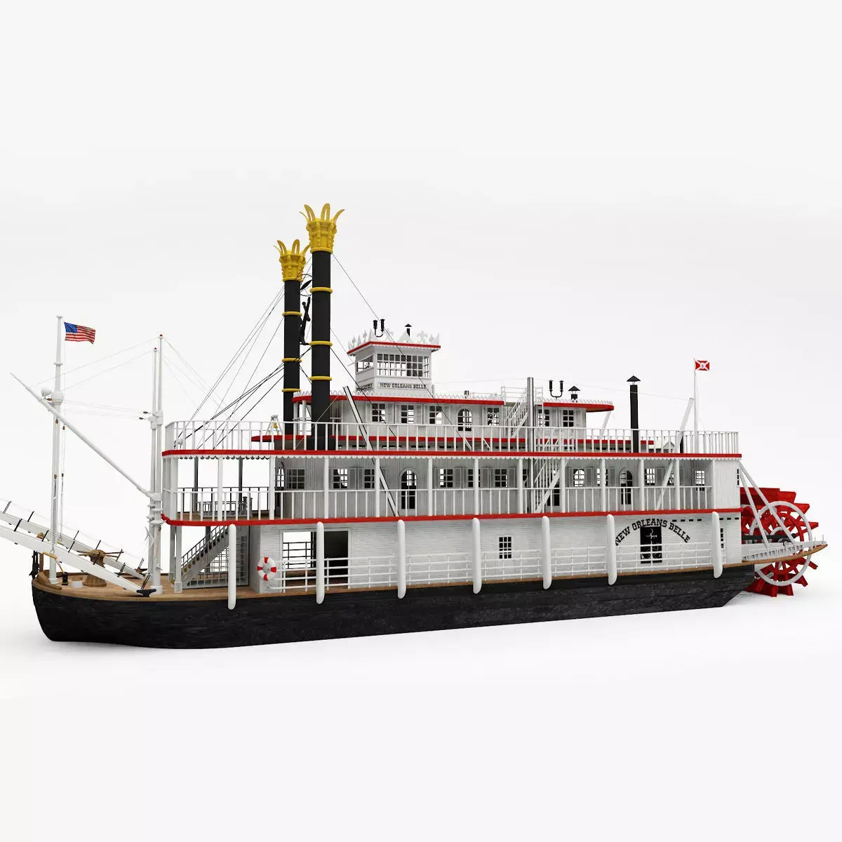 Mississippi River Boat Paddle Steamer 3D 3D model