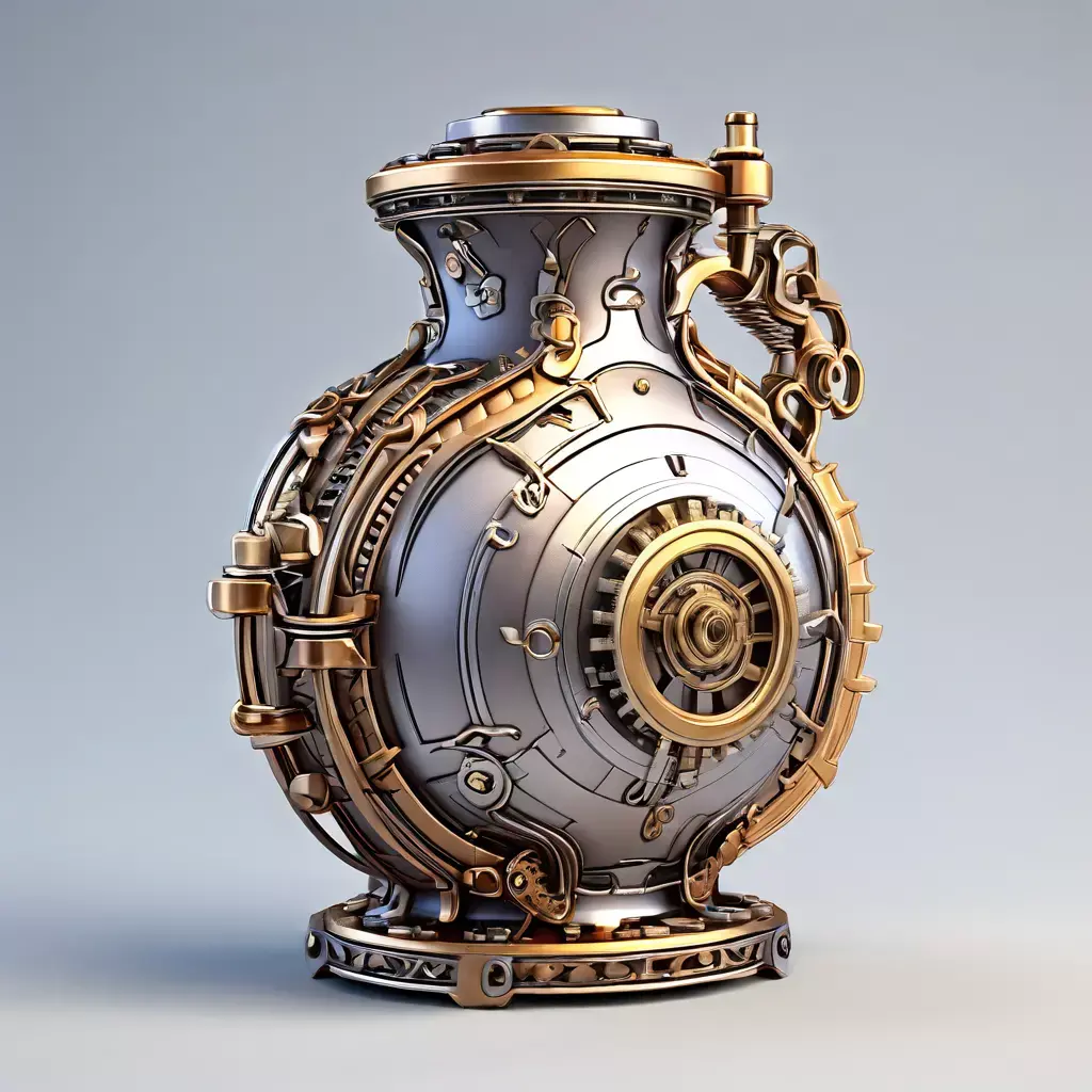 Steampunk Mechanical Vase Low-poly 3D model