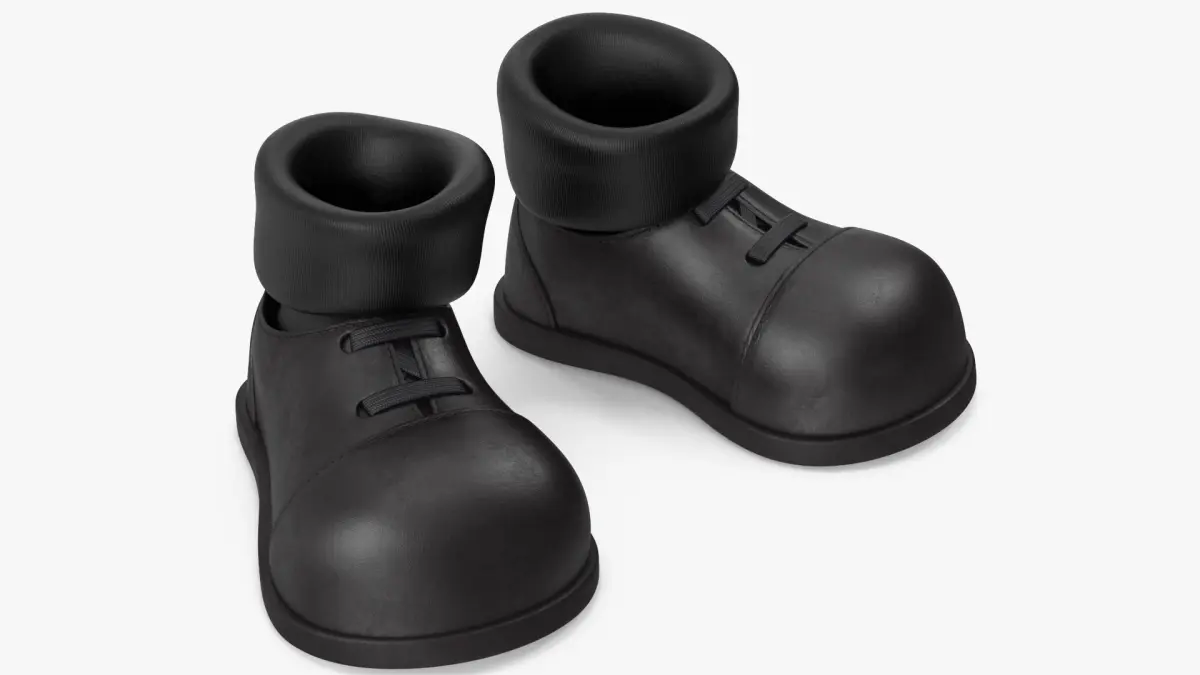 Cartoon Leather Shoes Black with Socks 3D model