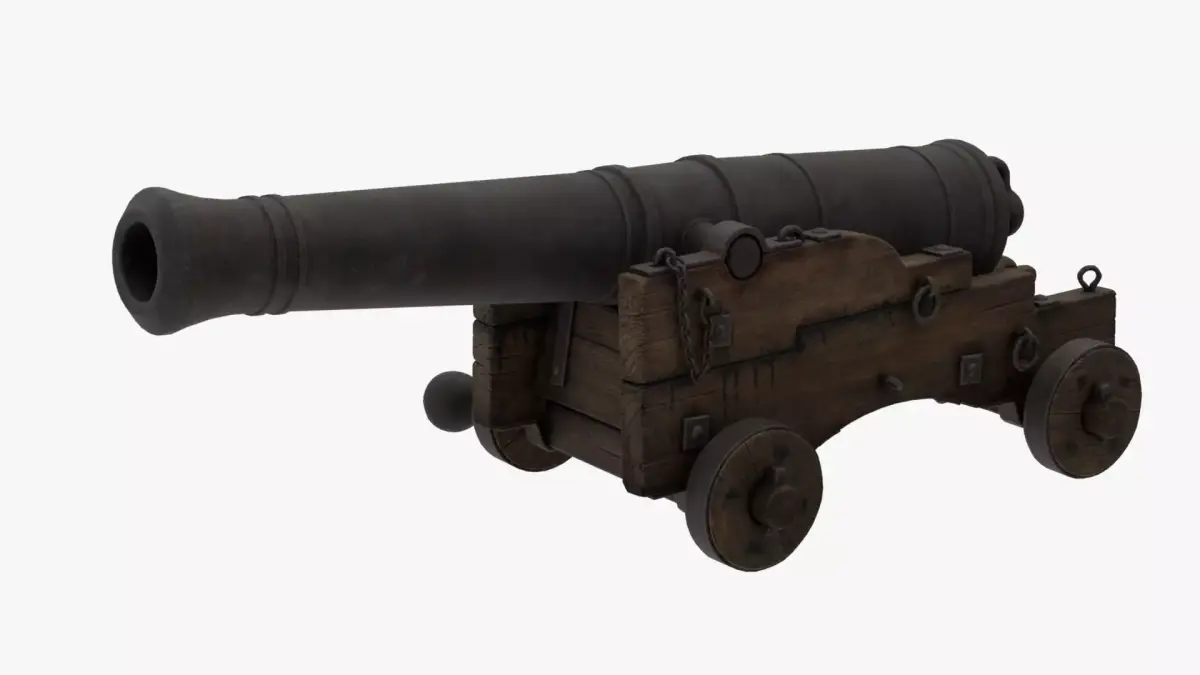 Realistic Medieval Cannon Low-poly 3D model
