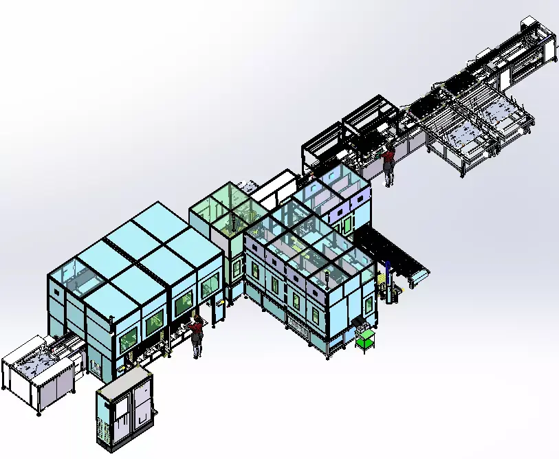 Cylindrical battery sorting and encapsulation production line 3D model
