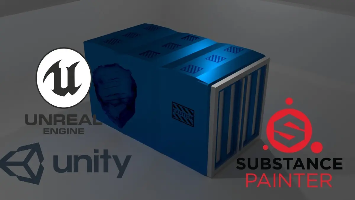 Container Blue Low-poly 3D model purchase