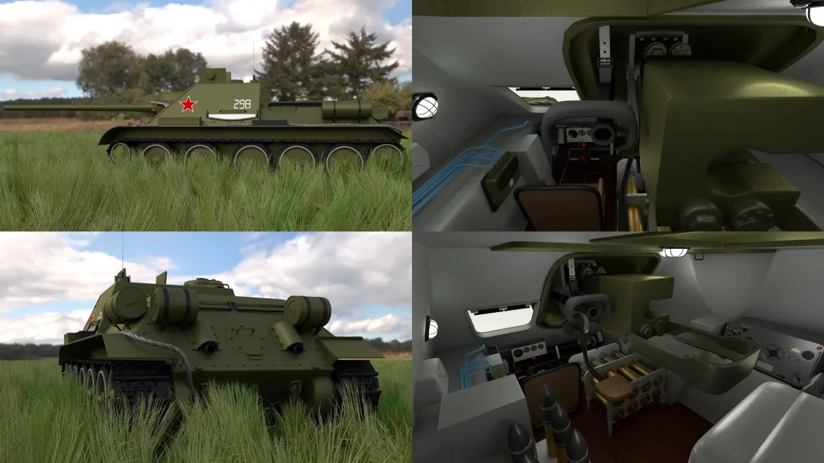 SU 100 with Interior HDRI 3D model