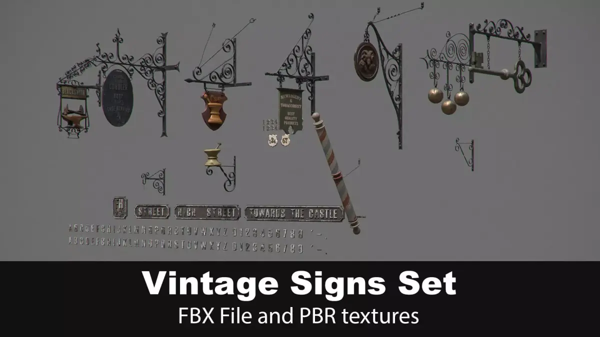 Generic Vintage Signs Set 3D model