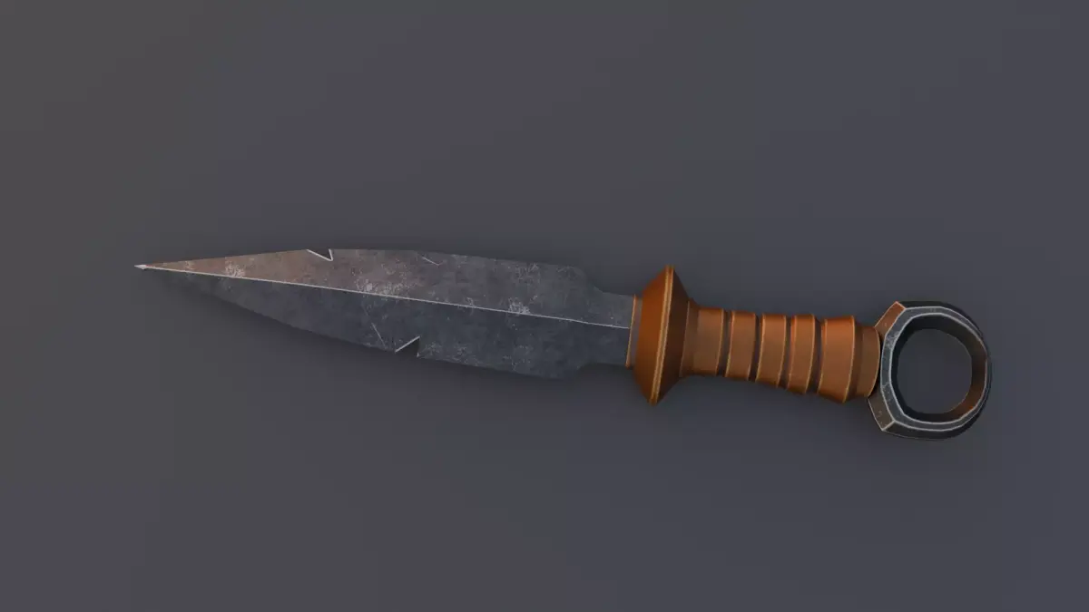 Broken fang fantasy dagger-game ready low-poly RPG weapon Low-poly 3D model