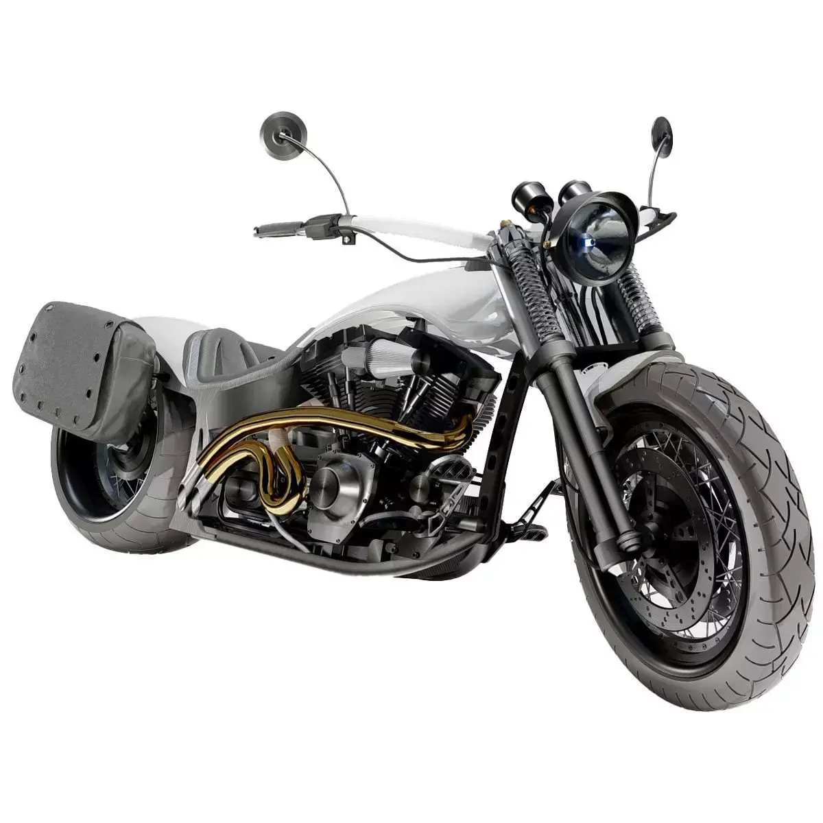 Custom Chopper Motorcycle Fin 03 Stylized Cruiser Bike 3D model