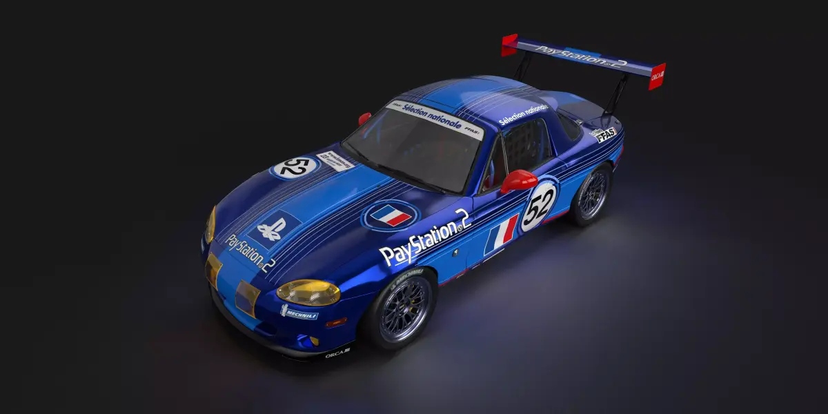 Sport Convertible in 2002 Race Livery with Spoof Logos Low-poly 3D model