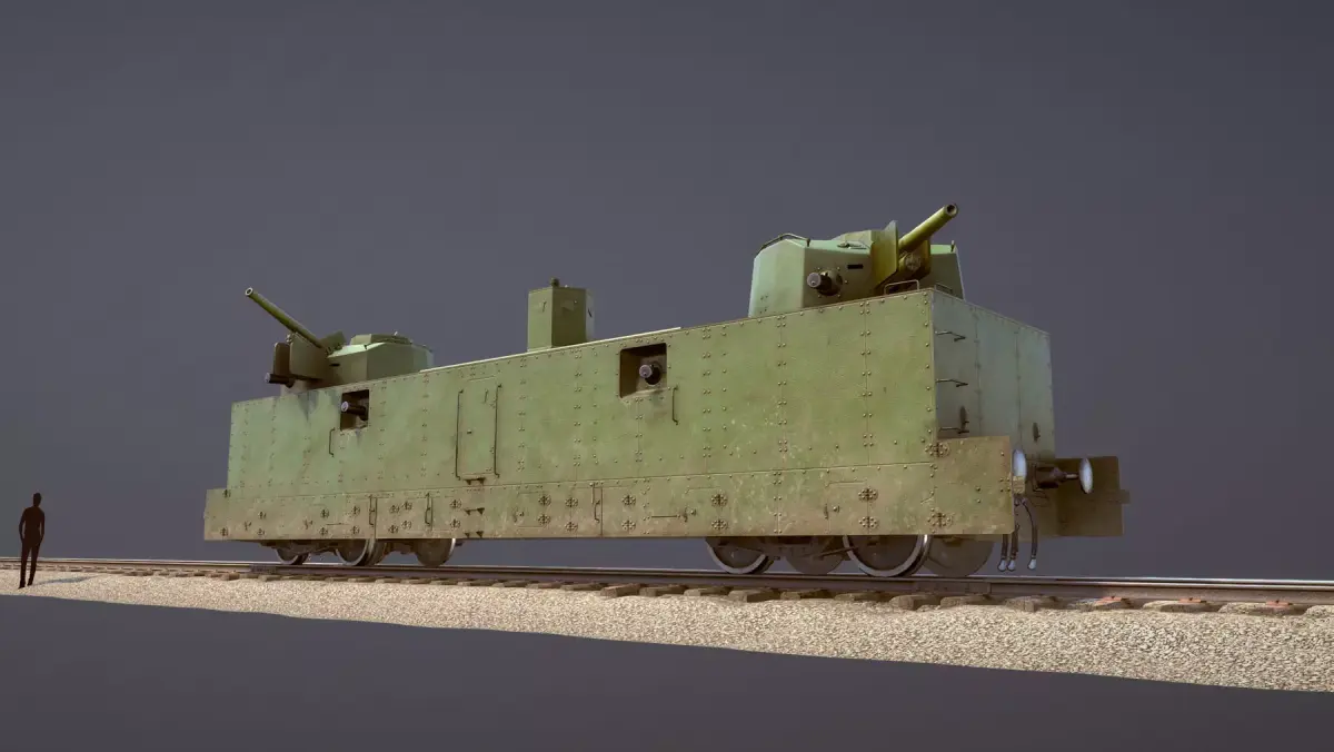 Armored Train PL-37 Railway Light Artillery Wagon  Low-poly 3D model