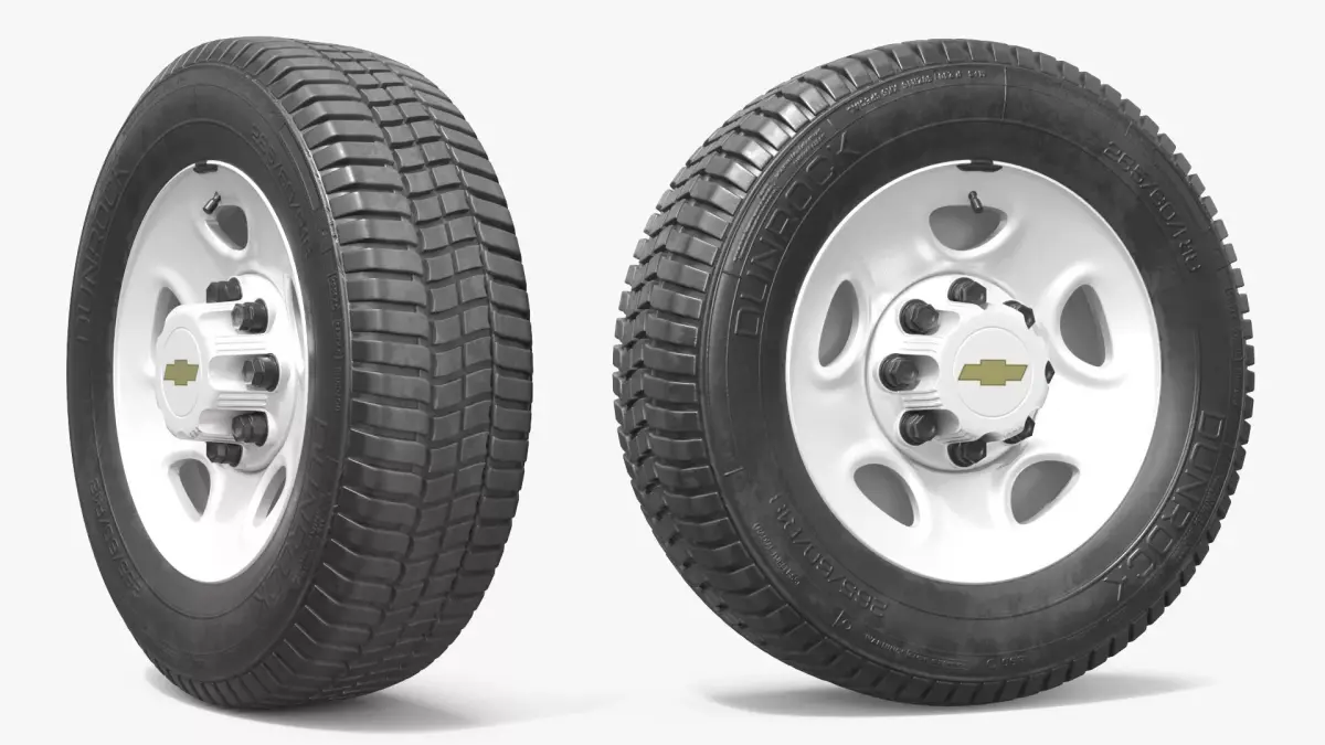 Chevrolet Steel Wheel Rim with All Terrain Tire 3D model