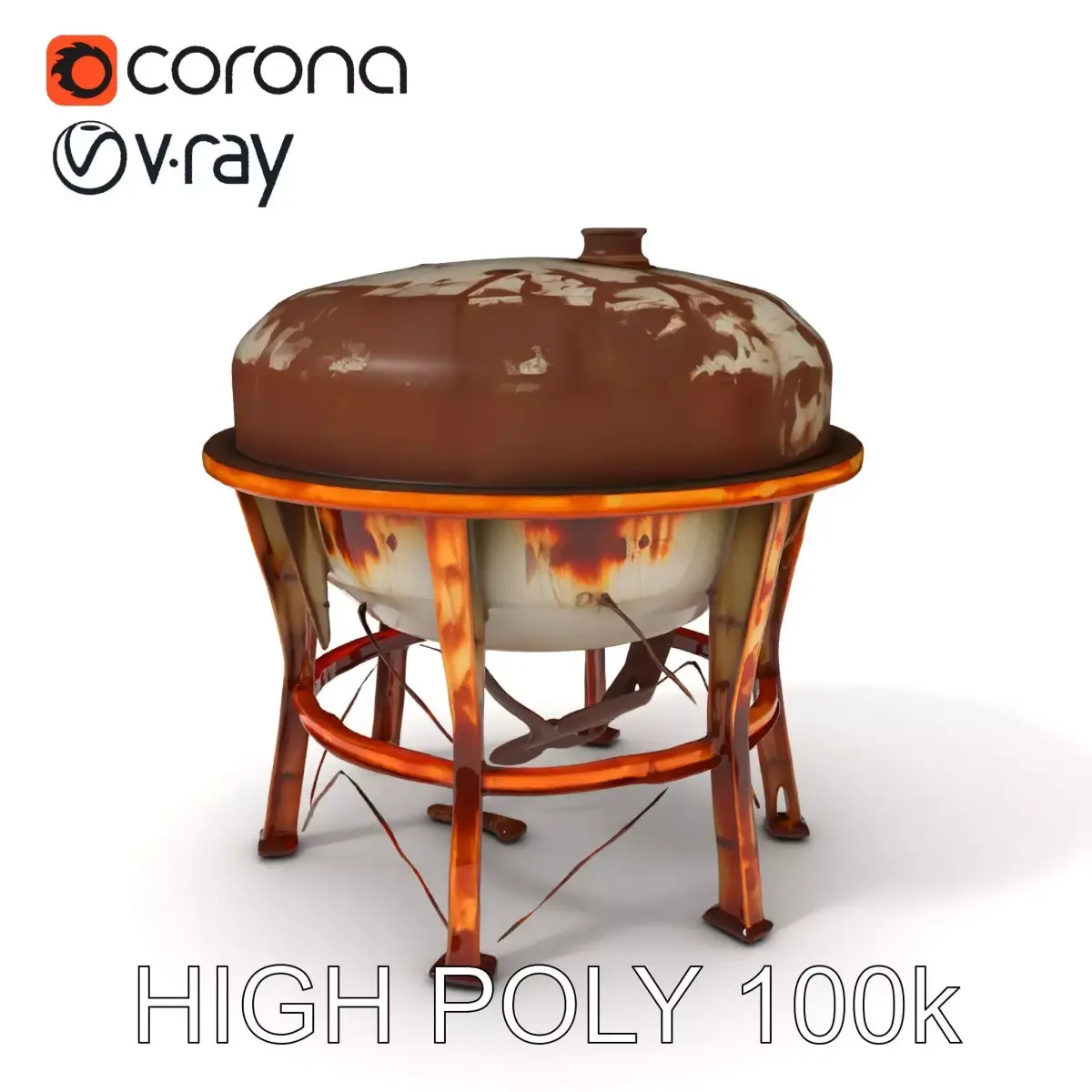 Rusty Industrial Water Tower D Model Pack Low-poly 3D model