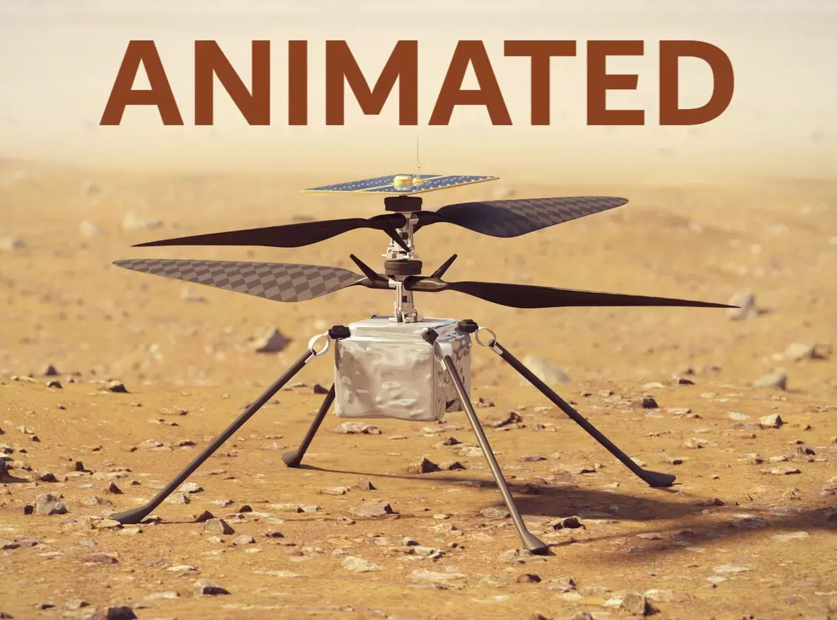 Ingenuity Helicopter takeoff animation 3D model