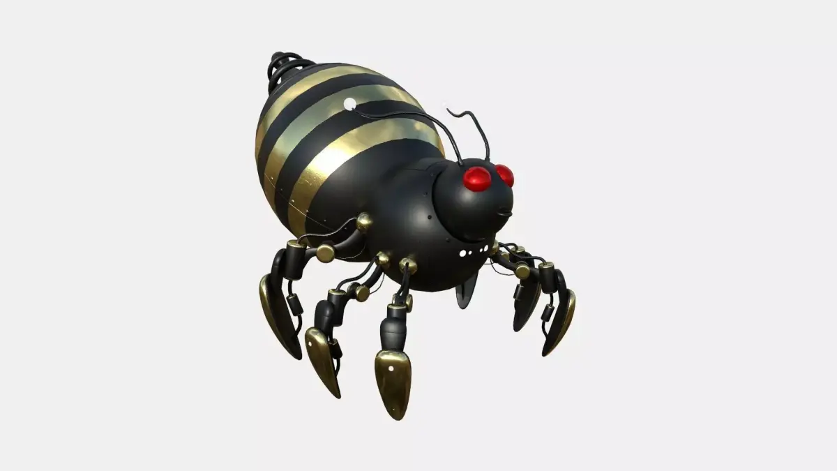 Cute Robot E05 Black Gold - SciFi Character Design Low-poly 3D model