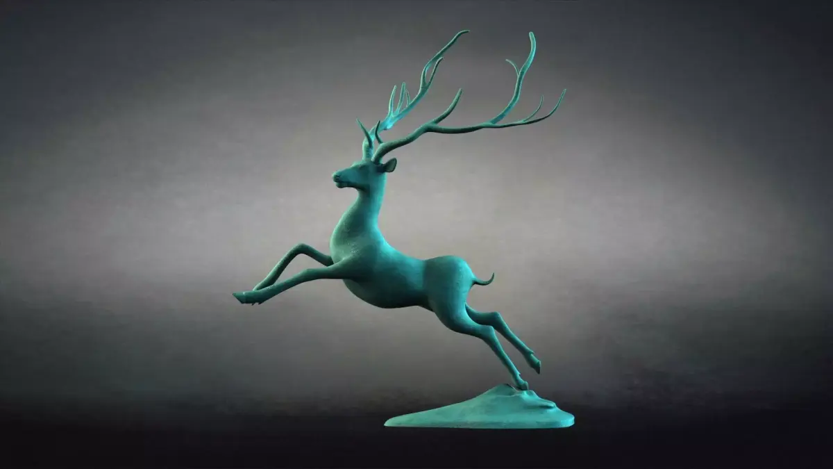 Antelopes bronze deer animal sculptures 3D model